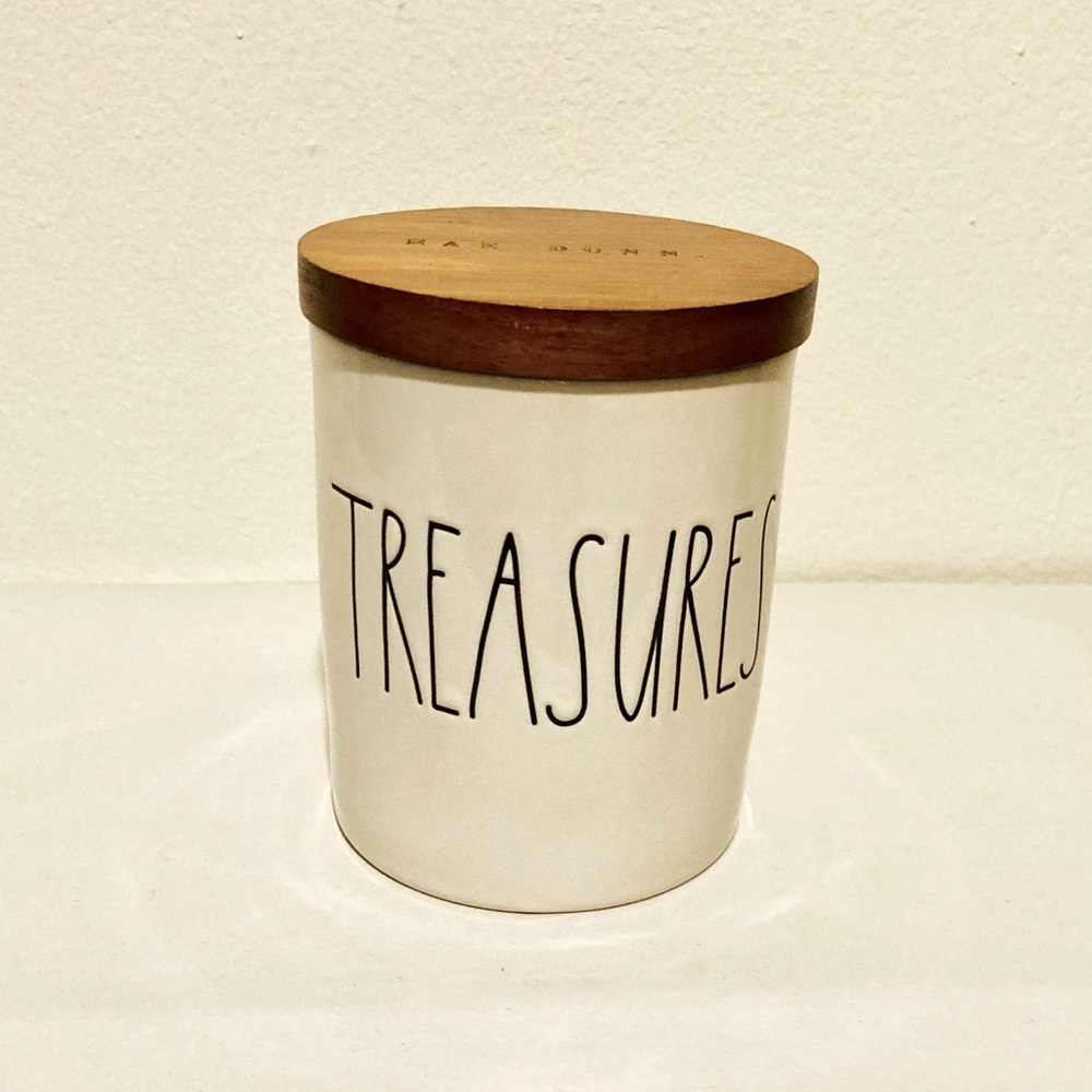 RAE DUNN STORAGE CONTAINER WITH WOODEN LID
